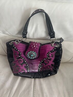 Purple & Black Embellished Women's Concealed Carry Bag